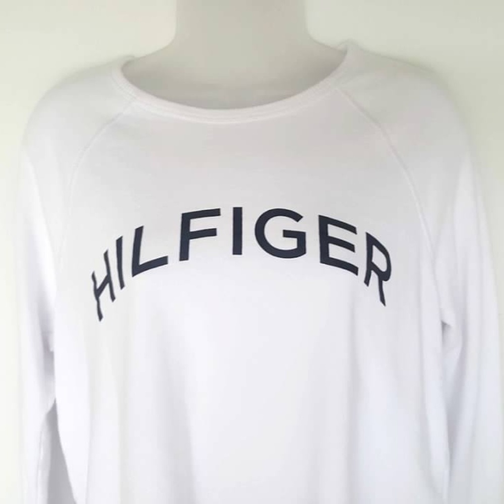 Hilfiger Sport White Crew Sweatshirt 100% Cotton M